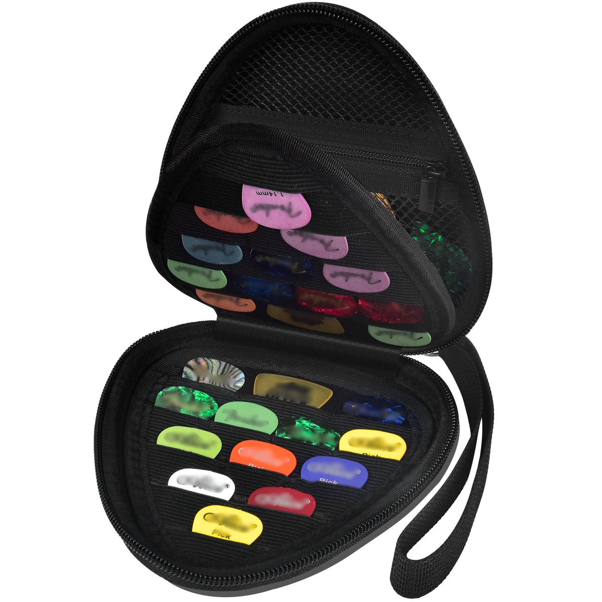 Black Guitar Pick Case with Mesh Pocket V96753