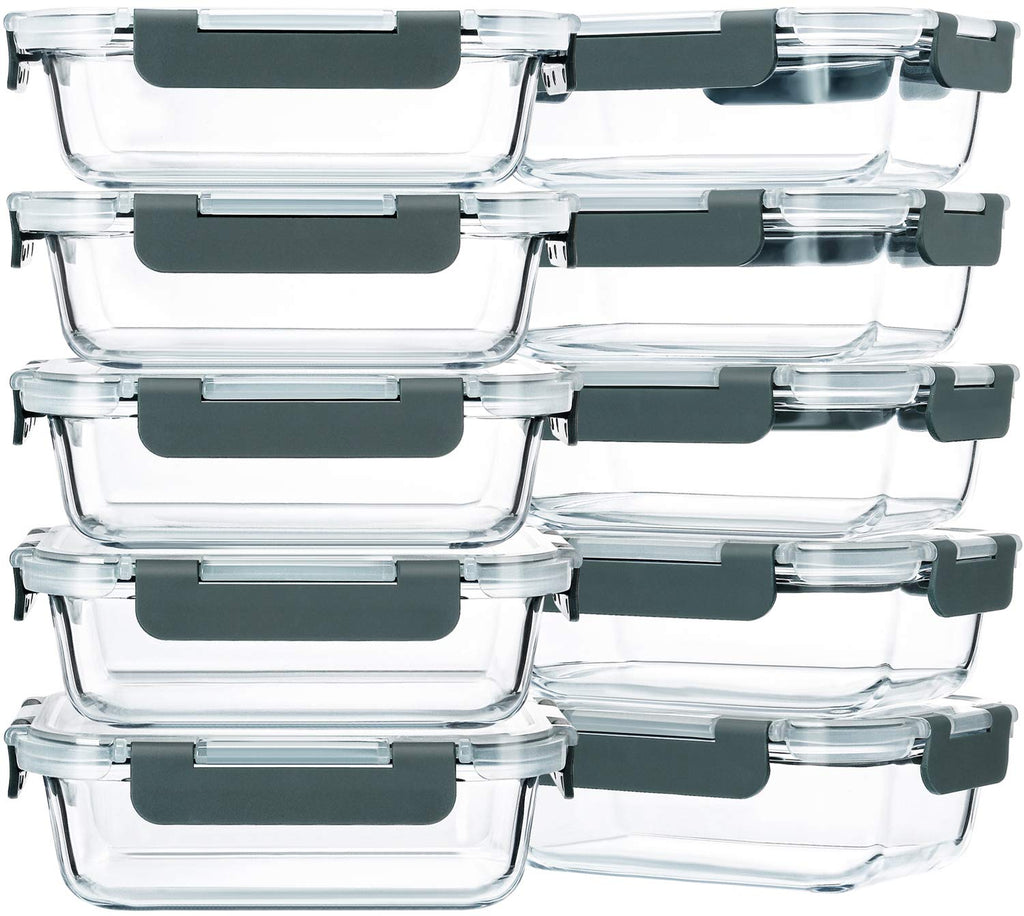 10 Pack 22 oz Glass Food Storage Containers with Lids R625