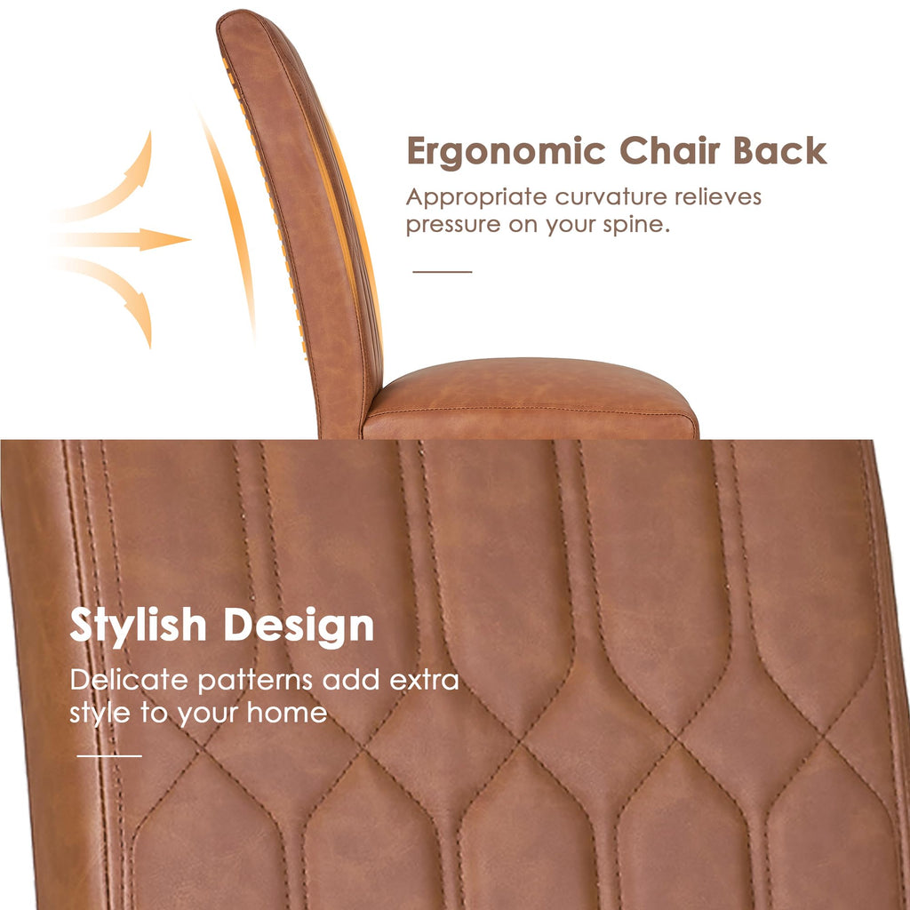 Upholstered Dining Chairs Set of 2 PU Leather Brown F995