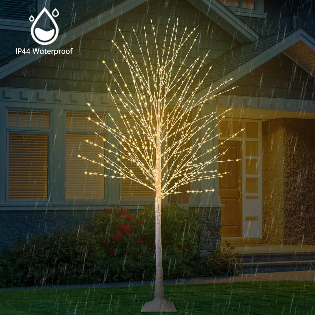 6FT Lighted Birch Tree with 880 LED Warm White Lights D673