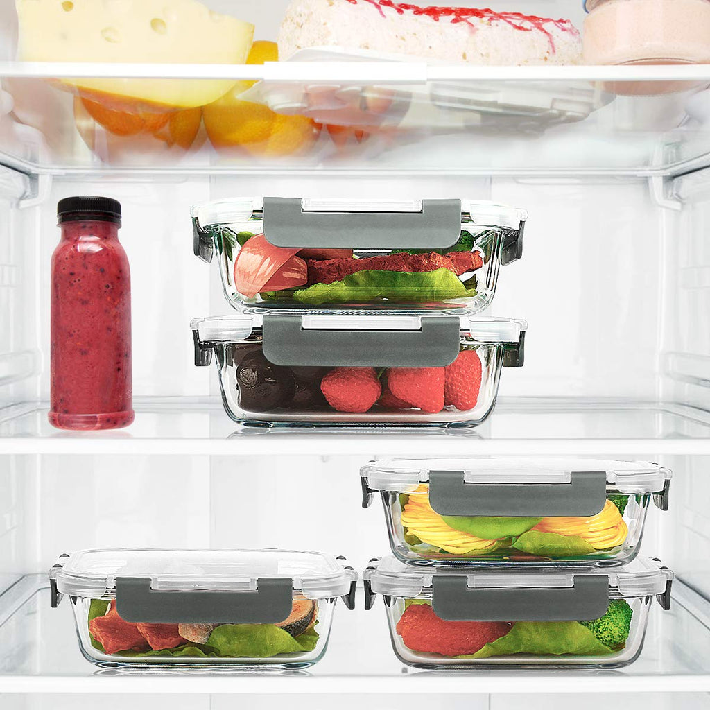 10 Pack 22 oz Glass Food Storage Containers with Lids R625