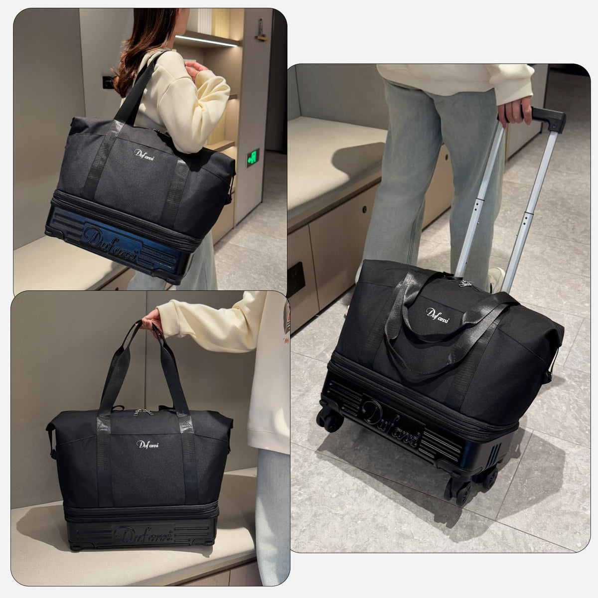 Expandable Rolling Travel Bag with Removable Wheels & Handle E52785