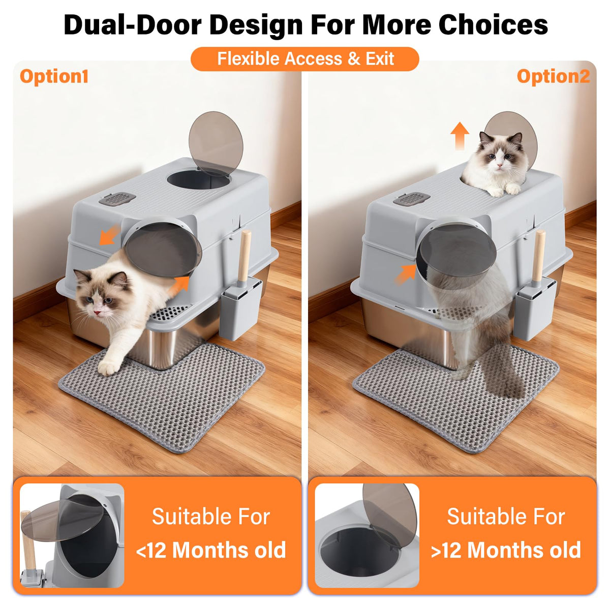Stainless Steel Extra Large Enclosed Cat Litter Box Q724