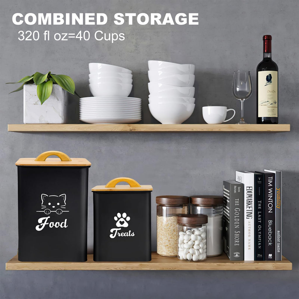 Black Airtight Cat Food Storage Container with Scoop Y878714