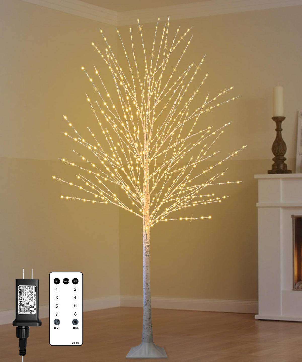 6FT Lighted Birch Tree with 880 LED Warm White Lights D673