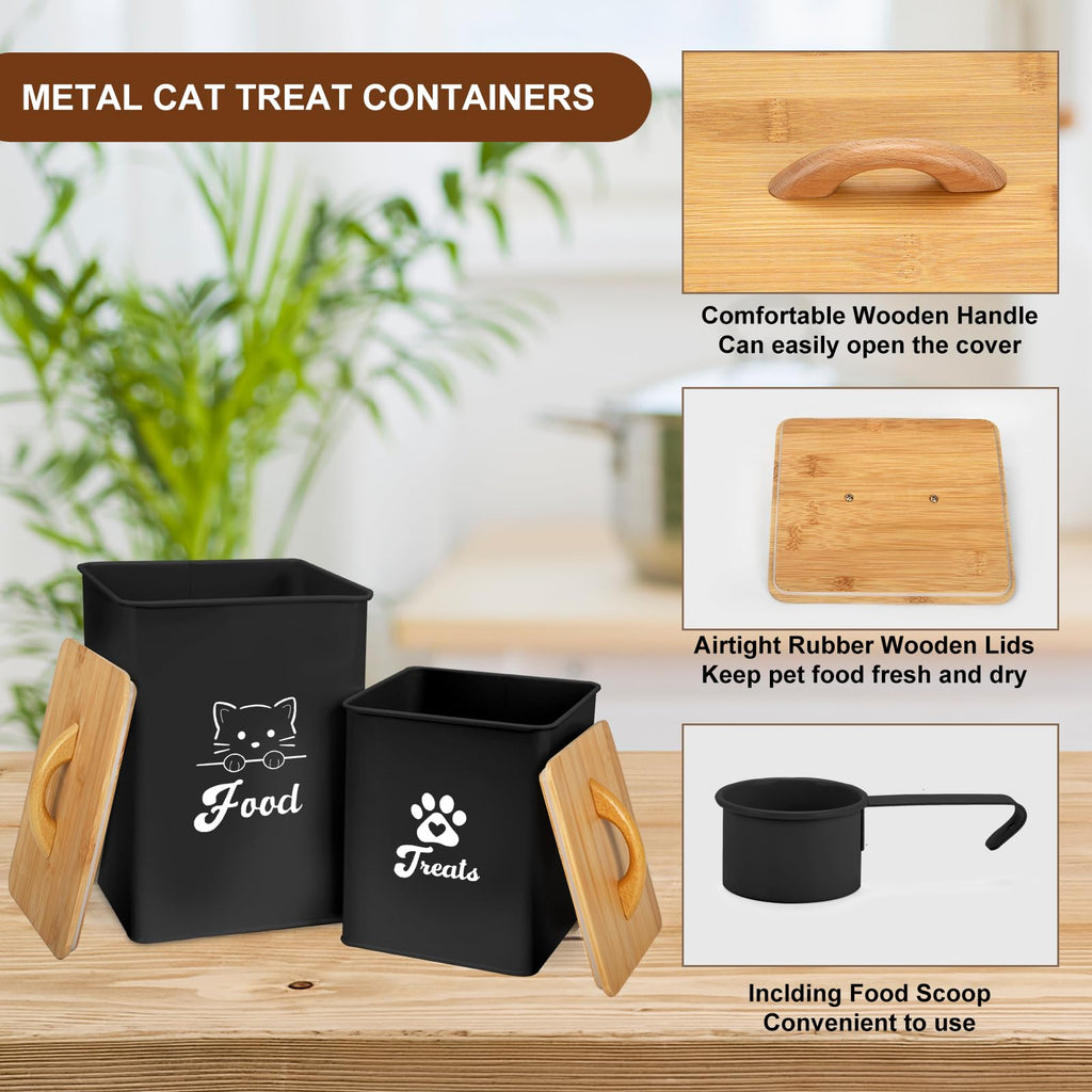 Black Airtight Cat Food Storage Container with Scoop Y878714