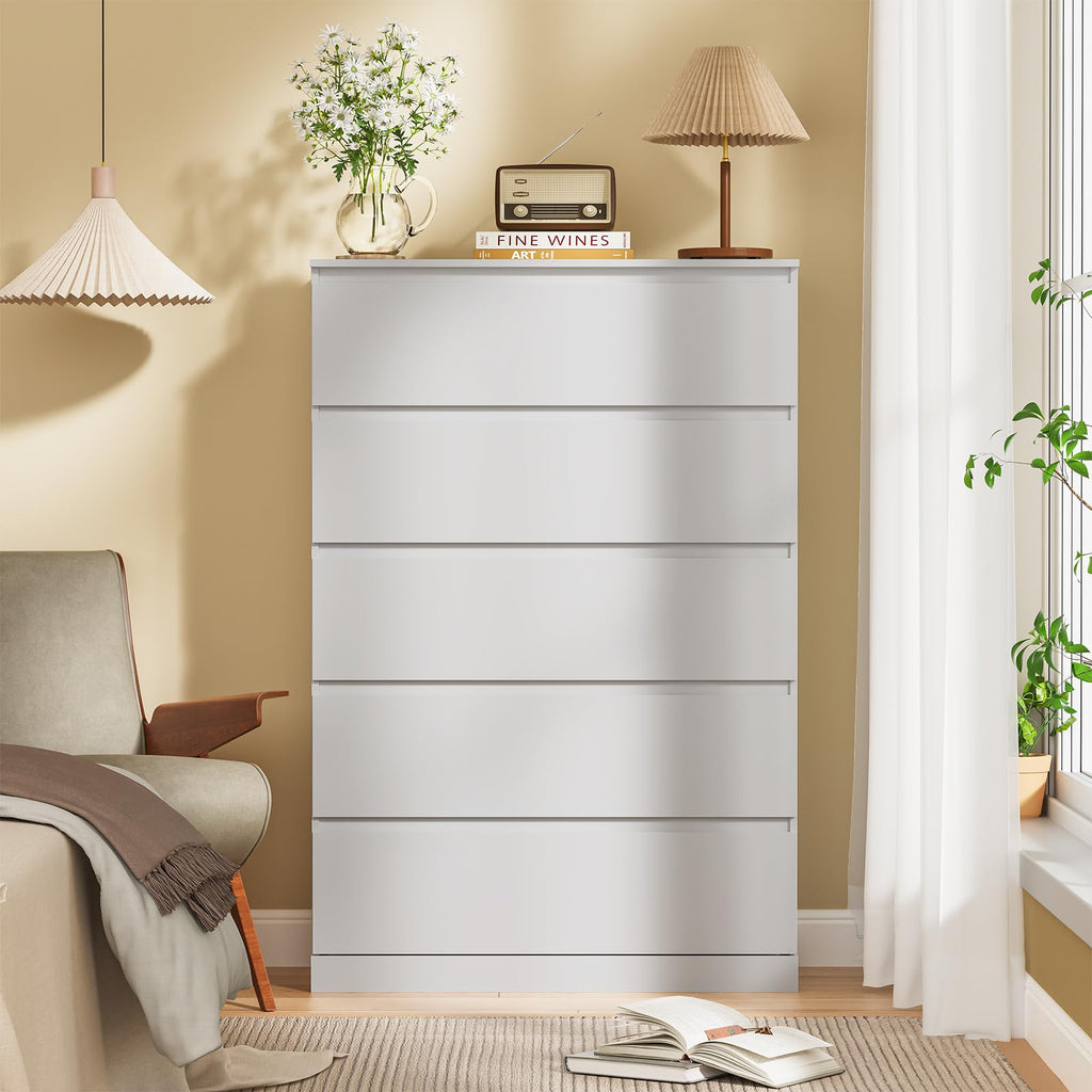 White 5 Drawer Dresser C9935