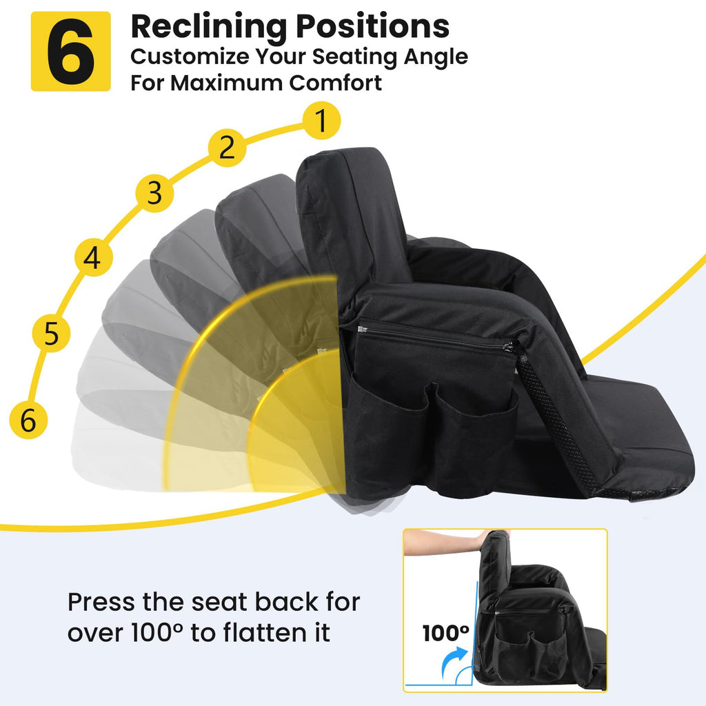 Stadium Seats with Back Support, 2.6'' Thick Pad, 6 Reclining Positions, 2pcs G35746