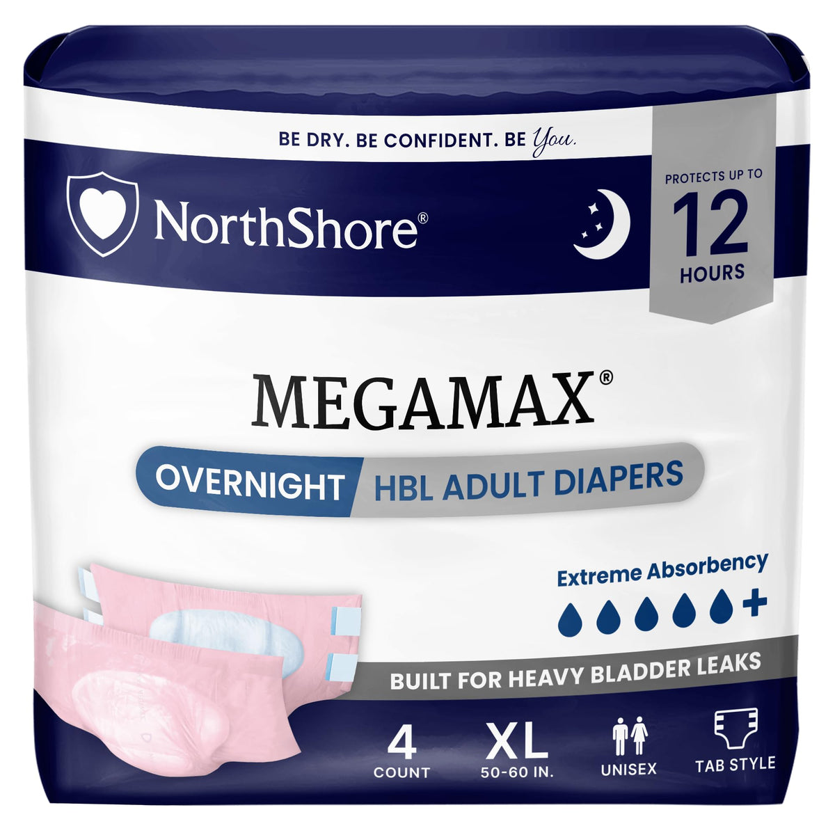 Pink X-Large Adult Diapers with Tabs, 4 Count O262536