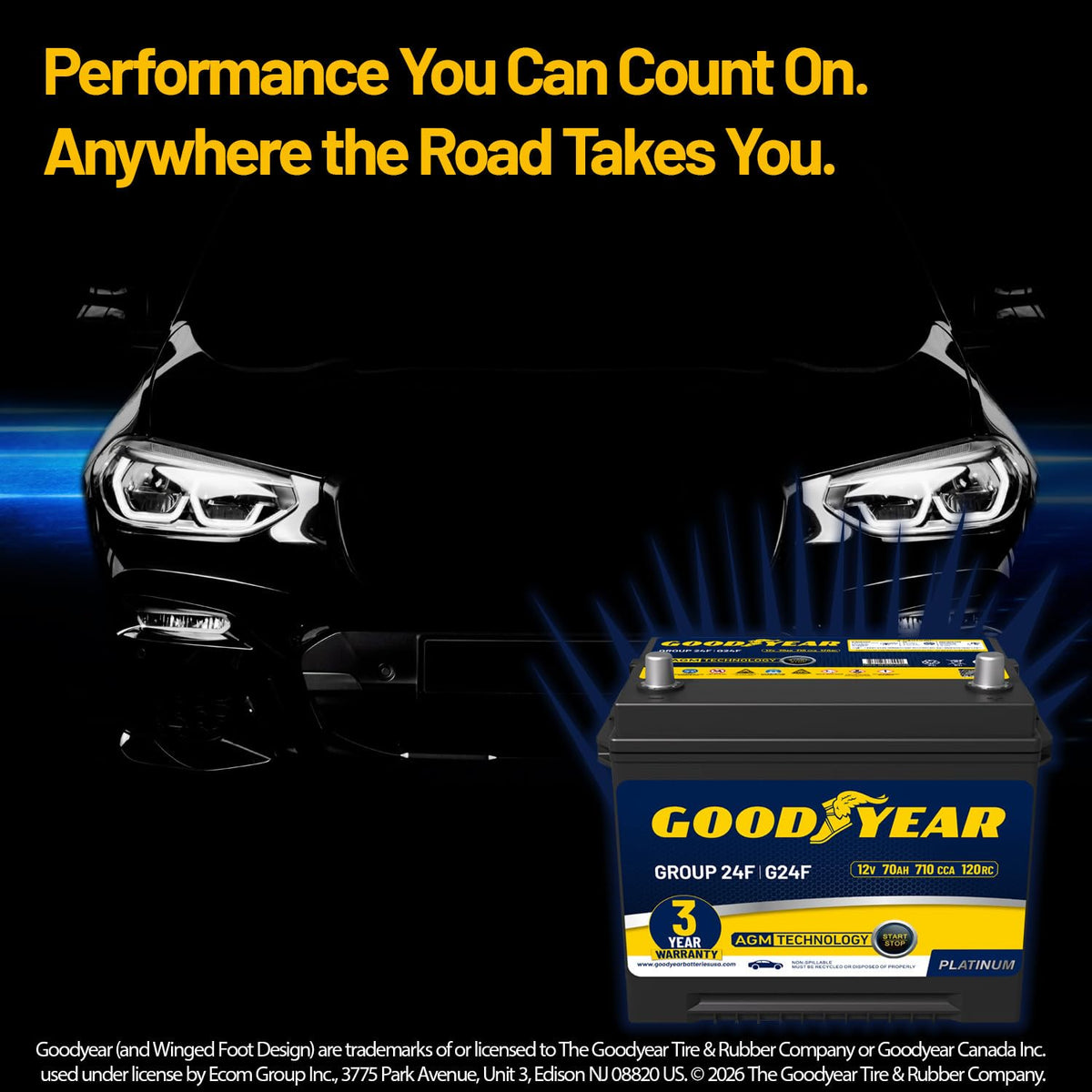 24F 12V 70 AH 710 CCA AGM Automotive Battery T960257