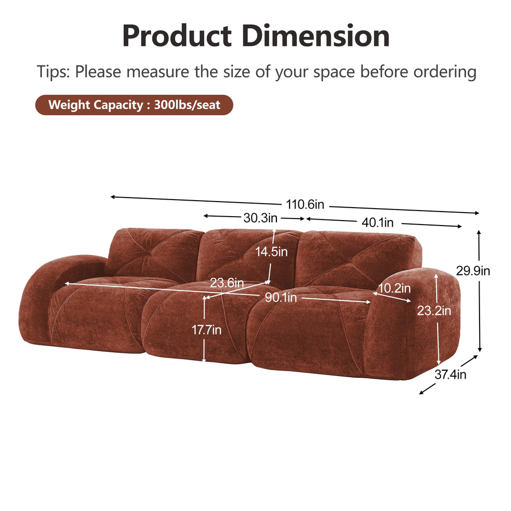110" Orange Velvet Modular Sofa Q982809