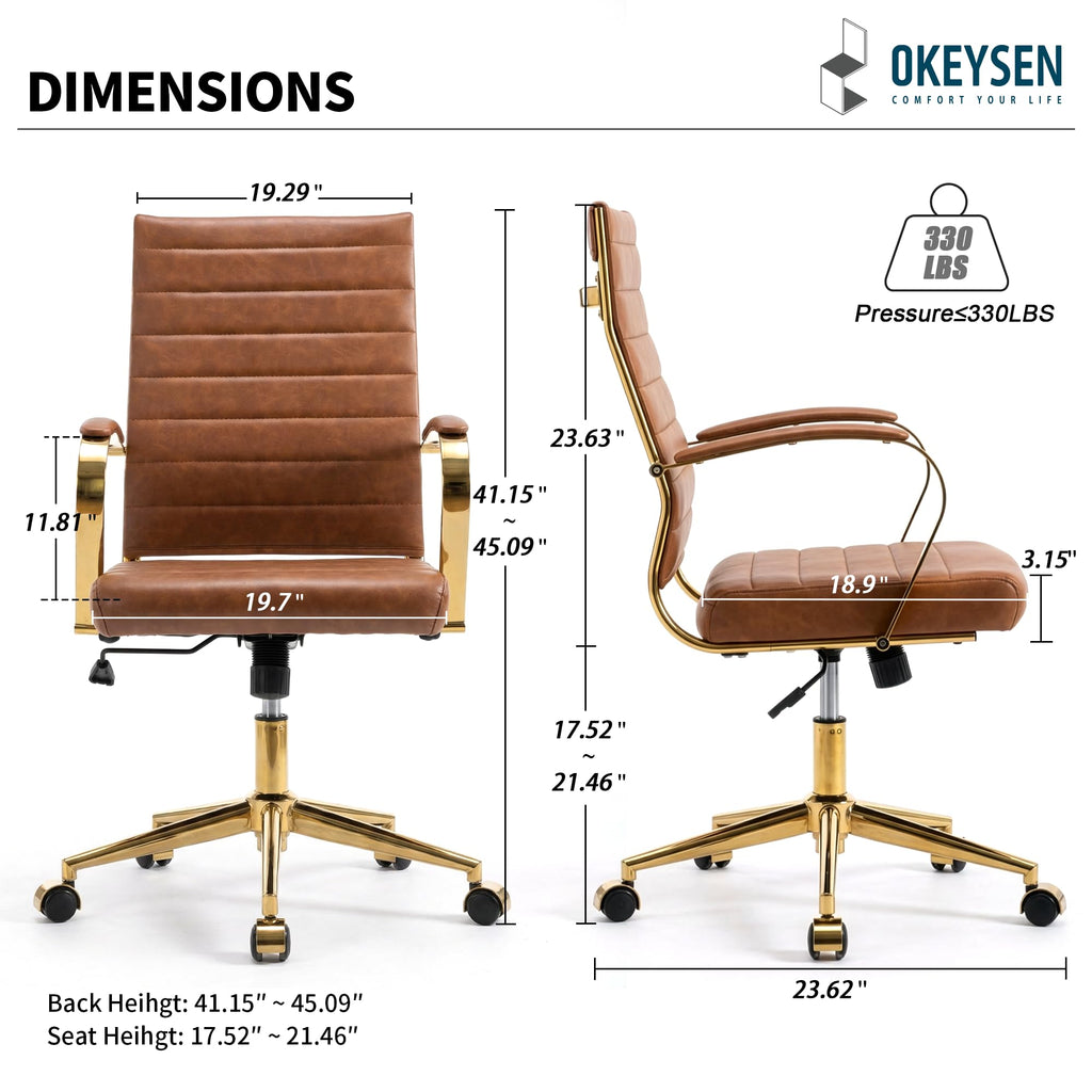 Gold Ergonomic Leather Office Chair I645
