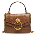 Croc Embossed Top Handle Leather Mini Crossbody Handbag U11223