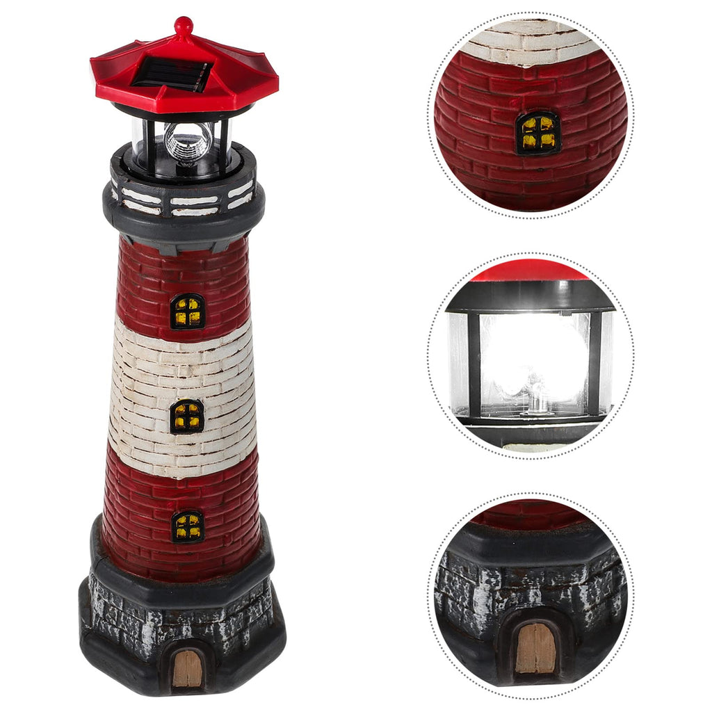 Solar Lighthouse Statue with Solar Light Waterproof Outdoor Decor Z831504