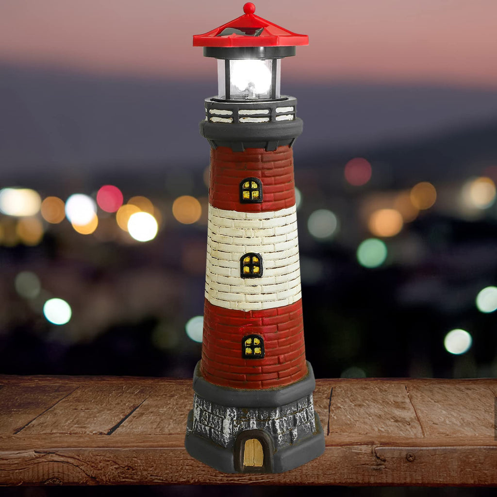 Solar Lighthouse Statue with Solar Light Waterproof Outdoor Decor Z831504