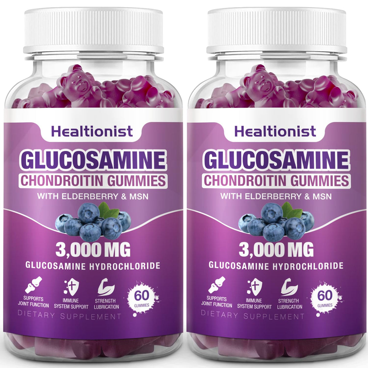 3000mg Glucosamine Chondroitin Gummies with MSM & Elderberry 120 Cts A8225