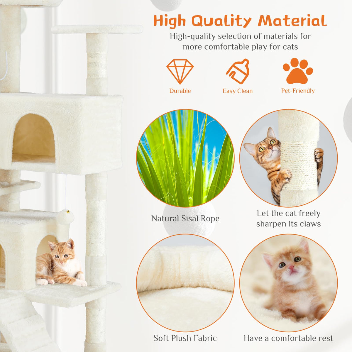 54-inch Cat Tree Tower with Scratching Posts B708213