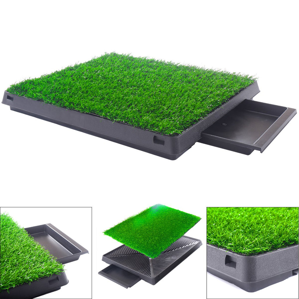 Indoor Outdoor Dog Puppy Potty Trainer Pad Grass Toilet Mat Tray 25"x20" V131