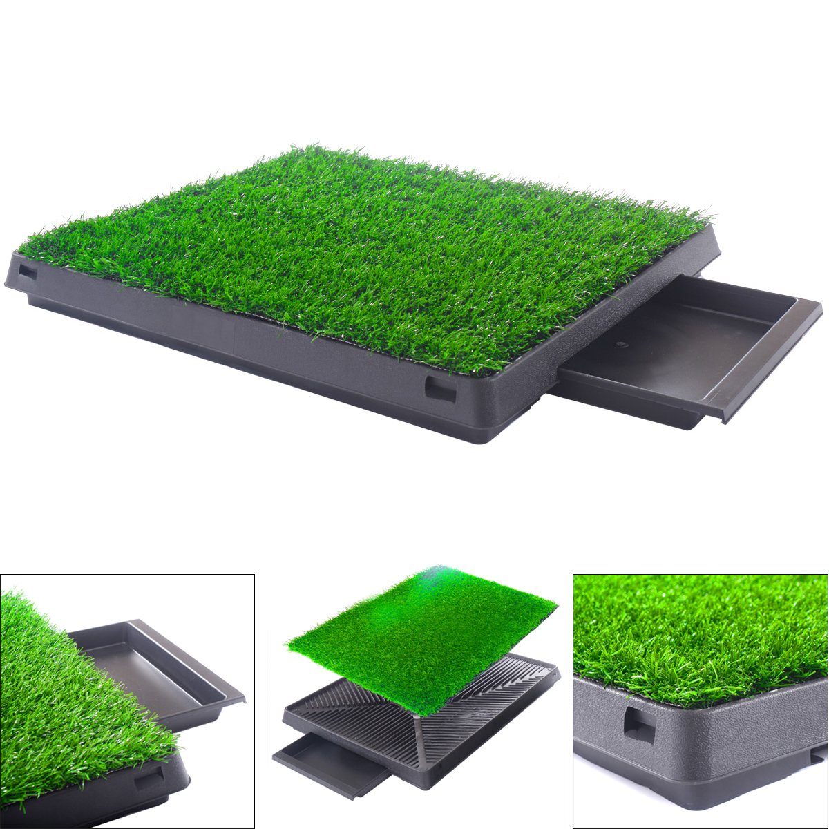 Indoor Outdoor Dog Puppy Potty Trainer Pad Grass Toilet Mat Tray 25"x20" V131
