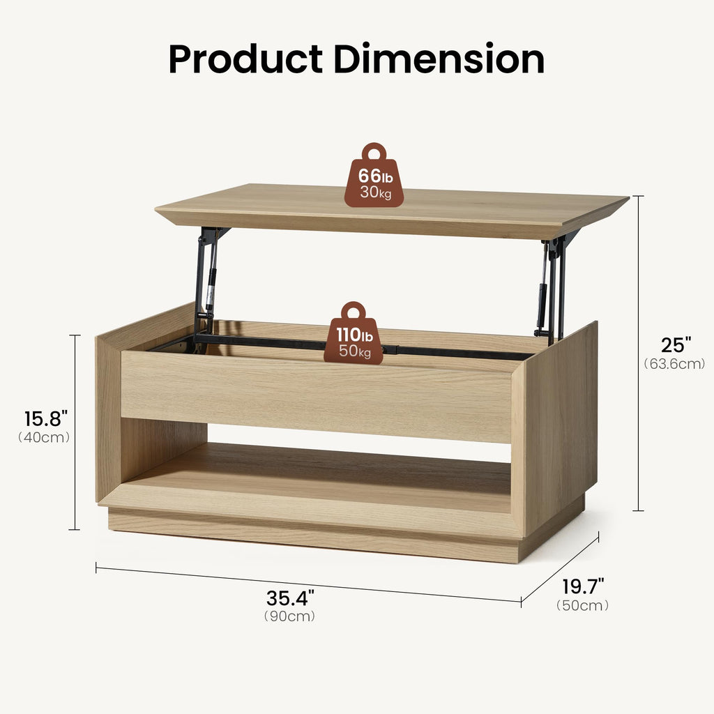 35" Lift Top Wood Coffee Table with Storage O453