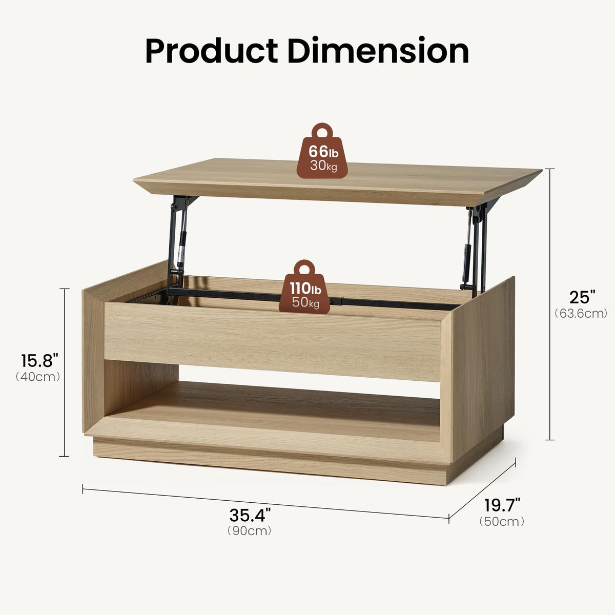35" Lift Top Wood Coffee Table with Storage O453