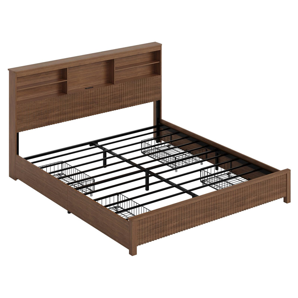 Queen Size Bed Frame with 4 Storage Drawers Q466719