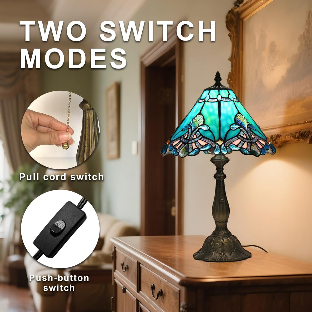 Sea Blue Stained Glass Table Lamp O653