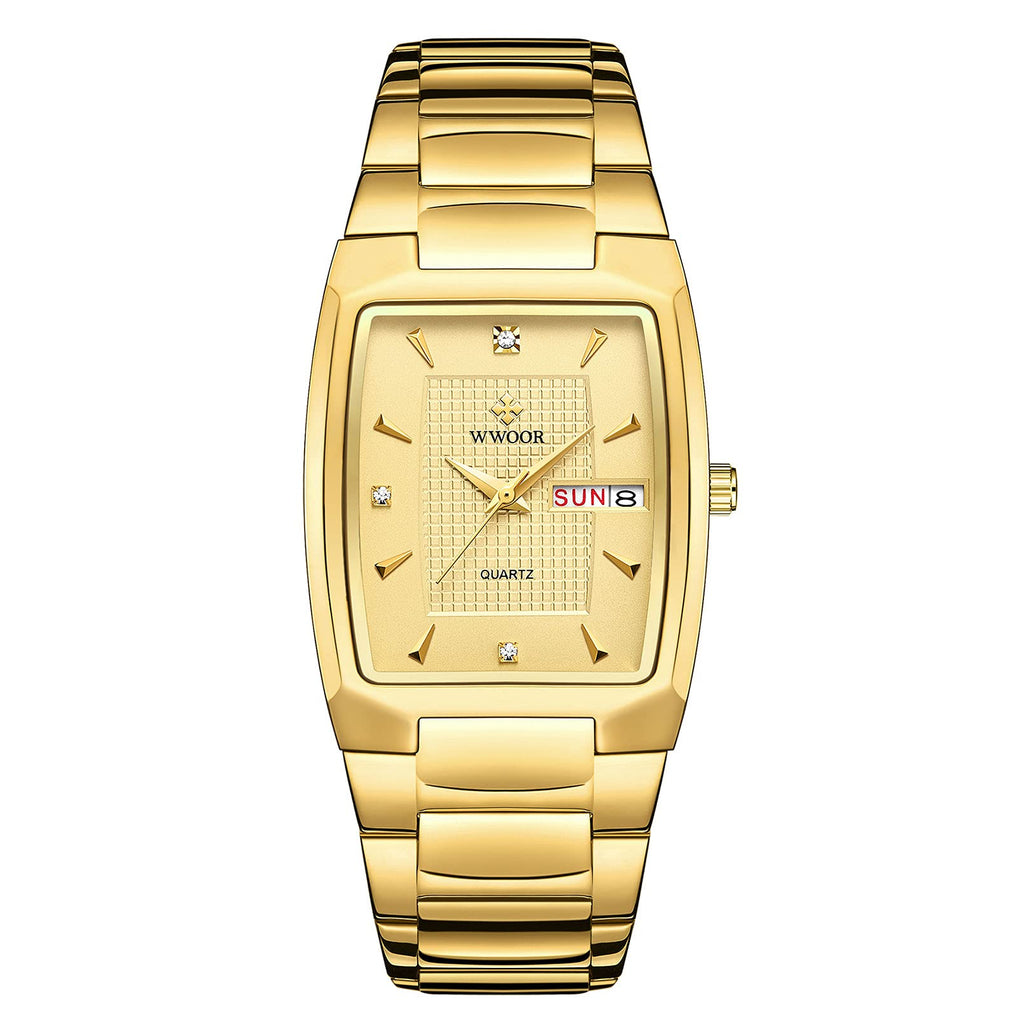 Square Stainless Steel Analog Quartz Watch with Date R1571