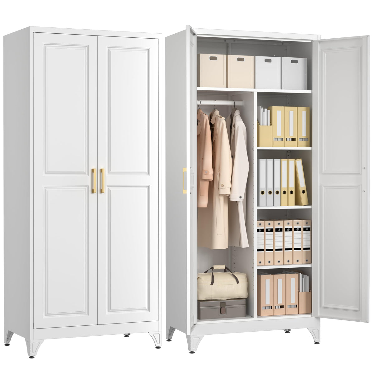 Metal Armoire Wardrobe Closet with 2 Doors L333826