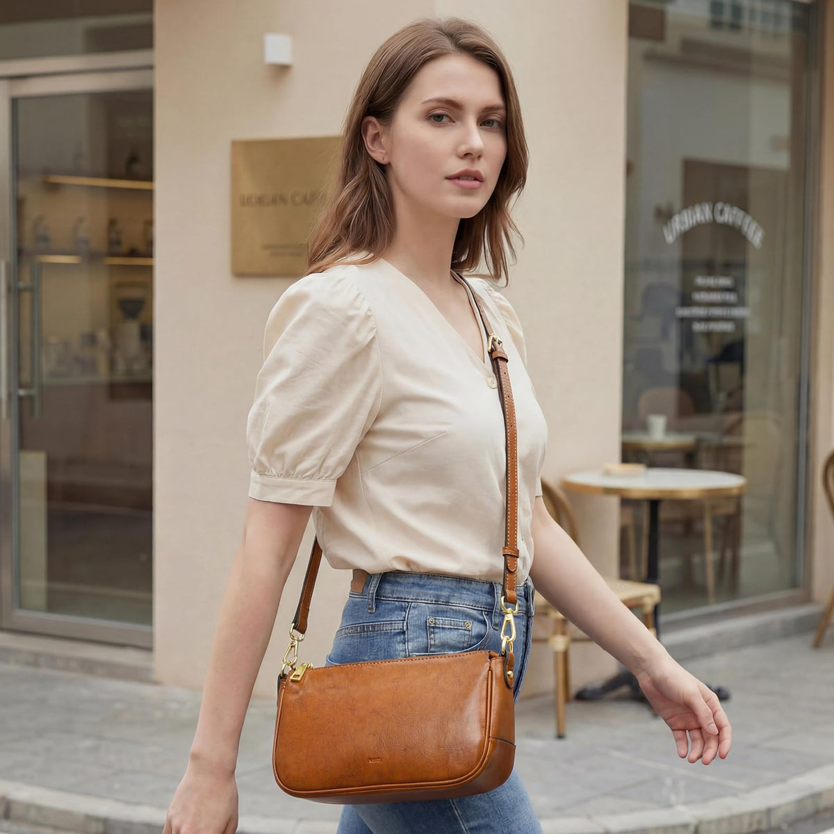 Leather Crossbody Bags with 2 Straps L2699