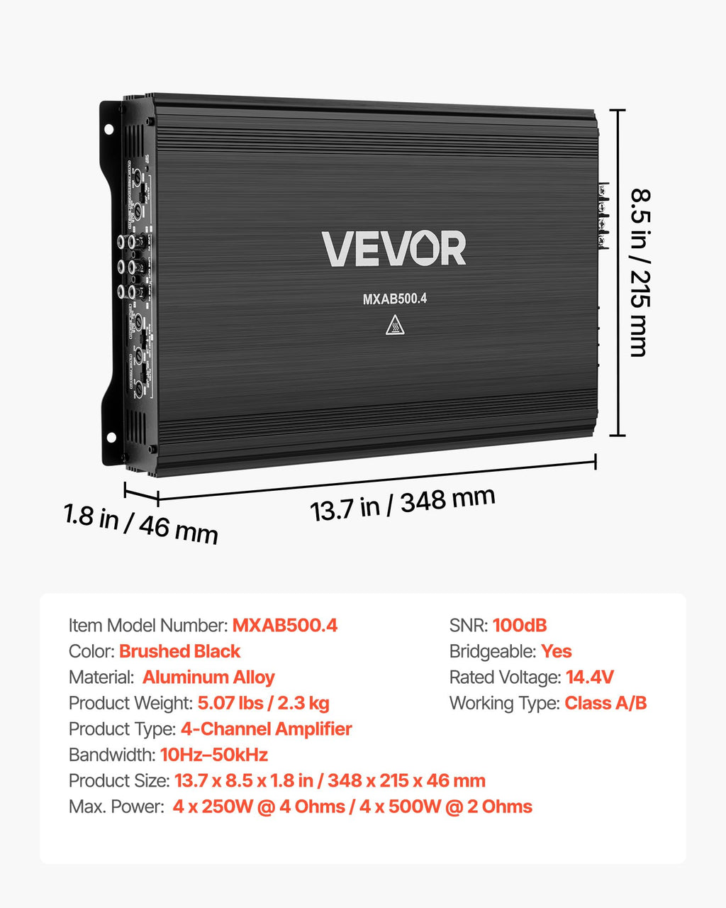 4 Channel Bridgeable Class A/B Car Audio Amplifier Z65414
