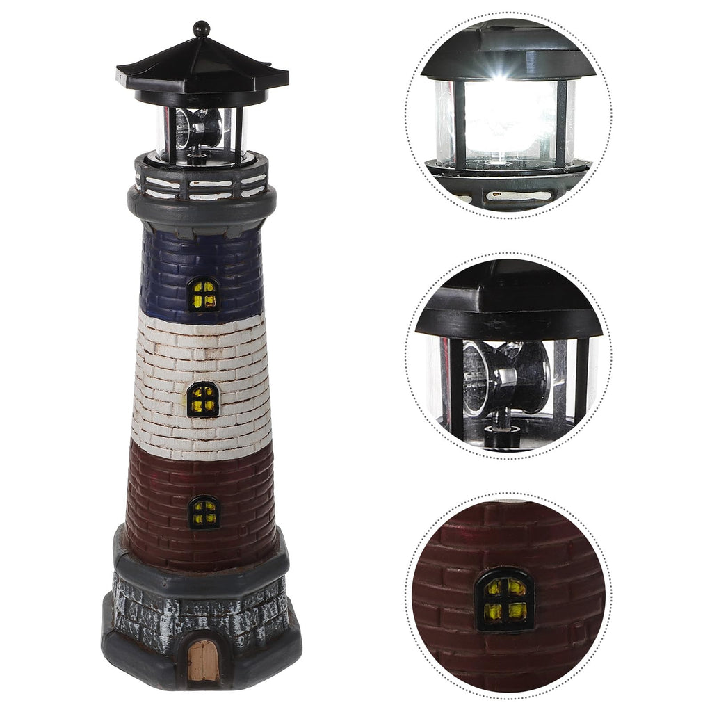 Solar Garden Lighthouse Statue 14.76In Waterproof M446