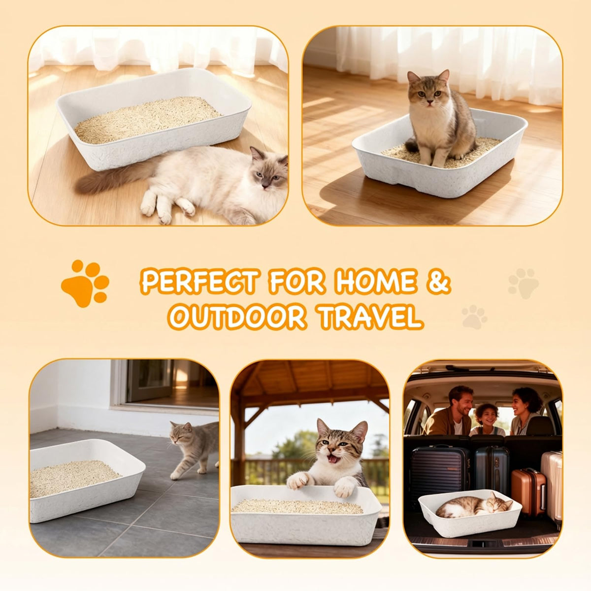 Disposable Cat Litter Boxes White Large 6-Pack E75977