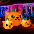5FT Inflatable Three Pumpkin Cat Head with Built-in LEDs K982703