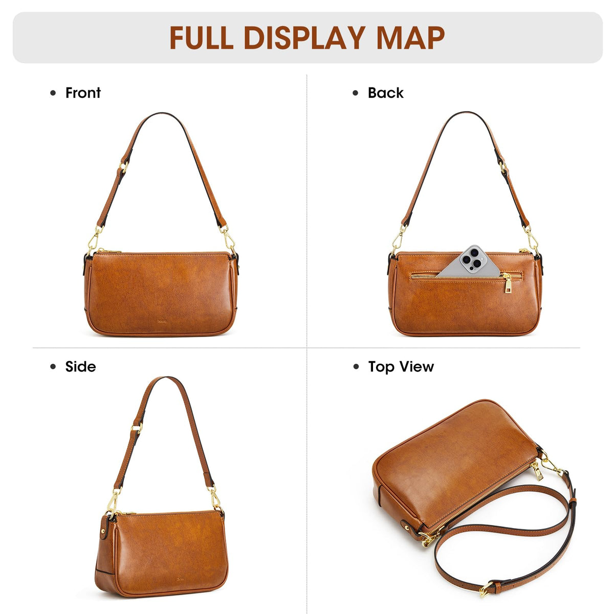 Leather Crossbody Bags with 2 Straps L2699