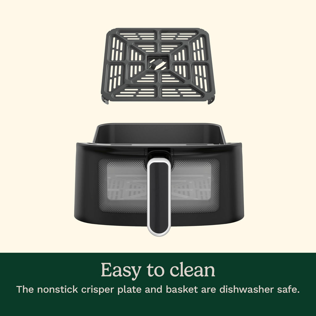 6-Quart Air Fryer with 5 Cooking Functions, Stainless Steel & Black L542