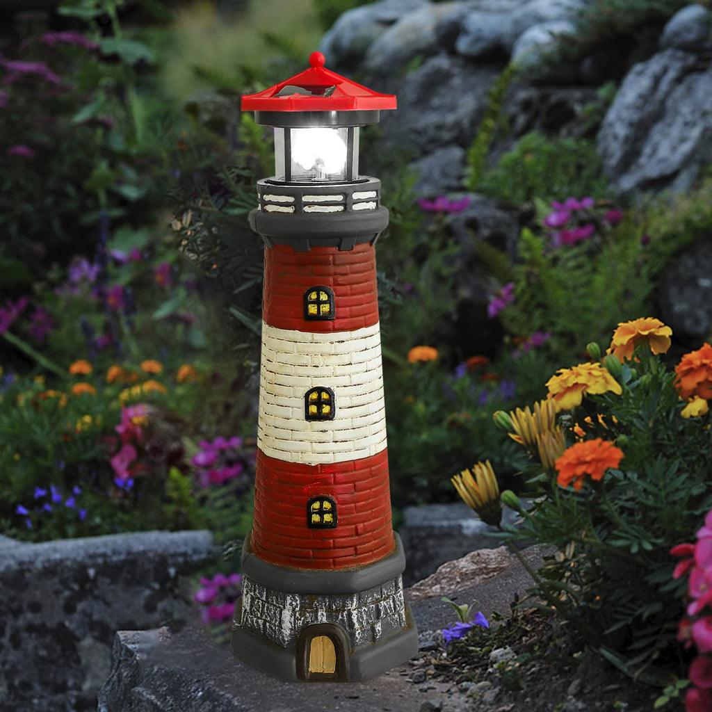 Solar Lighthouse Statue with Solar Light Waterproof Outdoor Decor Z831504