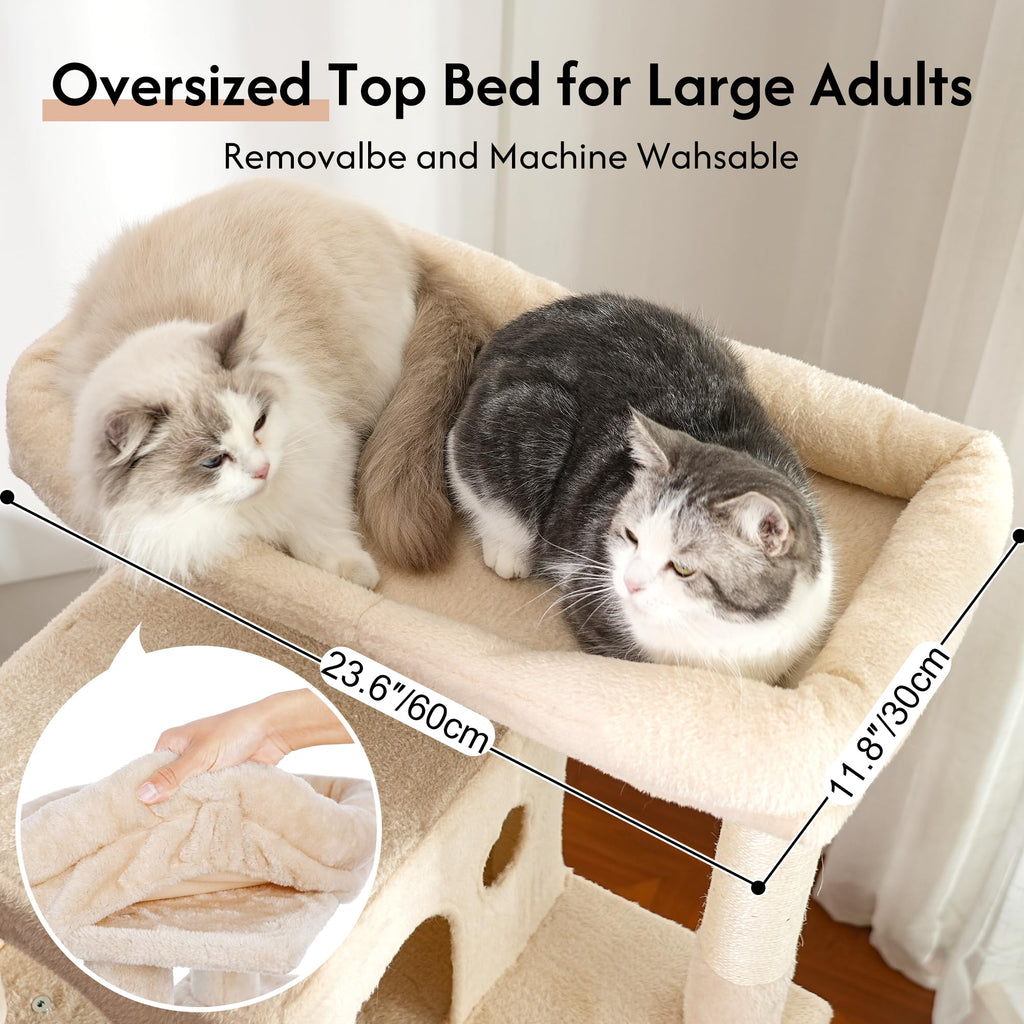 Beige Cat Tree with Hammock and Bed O8439