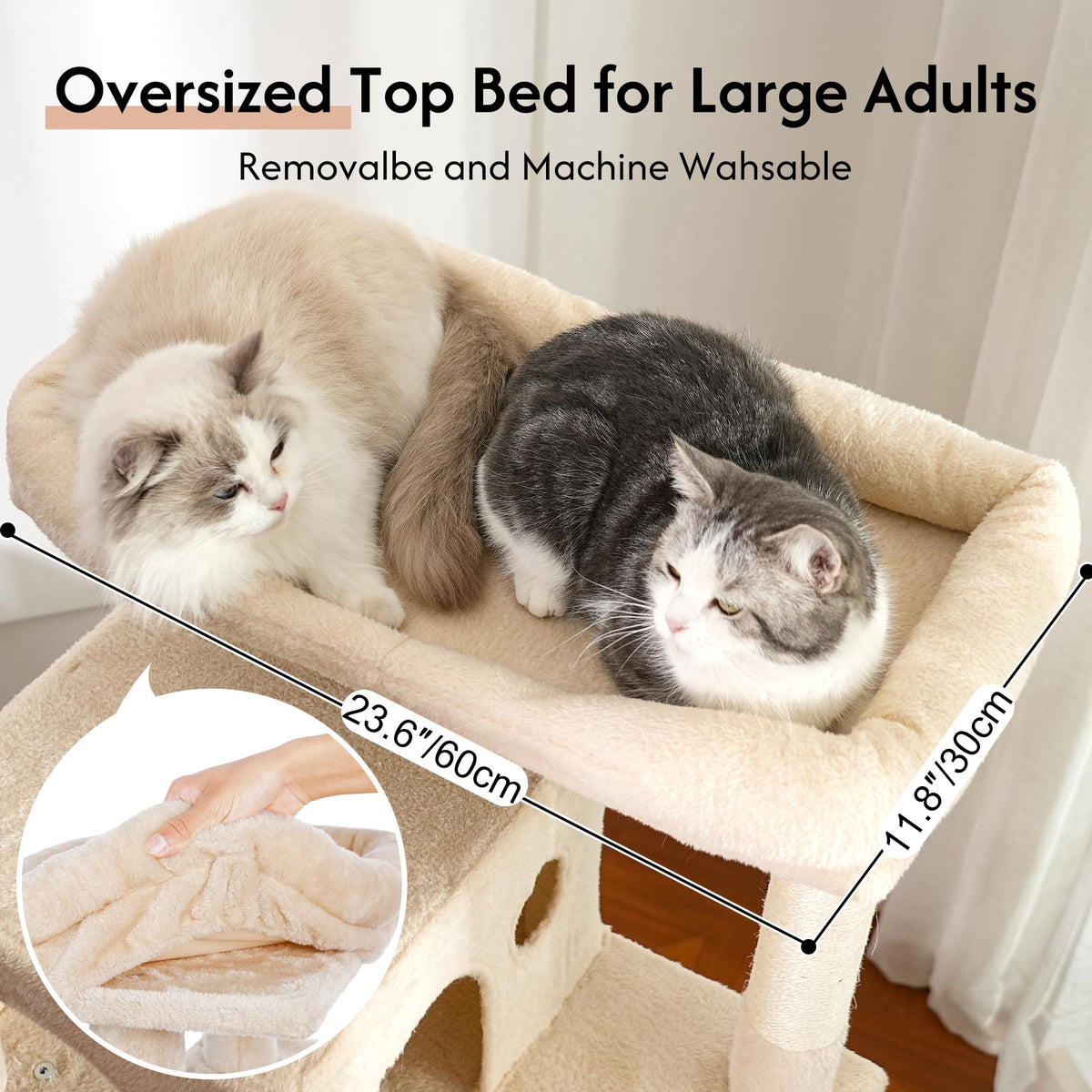 Beige Cat Tree with Hammock and Bed O8439