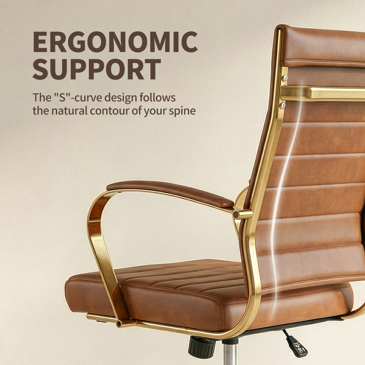 Gold Ergonomic Leather Office Chair I645