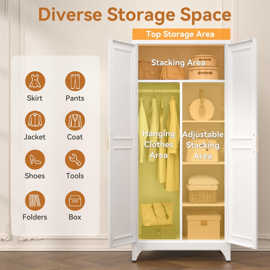Metal Armoire Wardrobe Closet with 2 Doors L333826