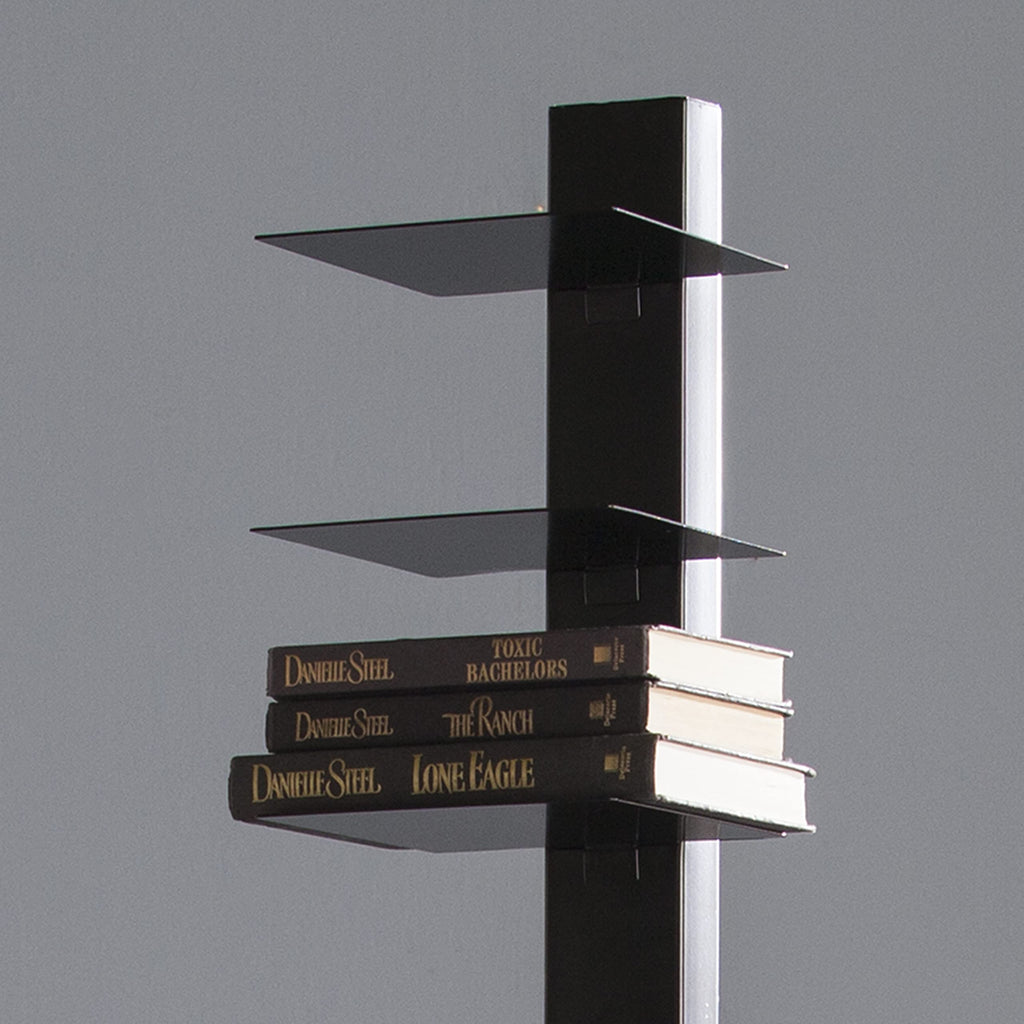 Black 12 Shelf Metal Book Tower F2206