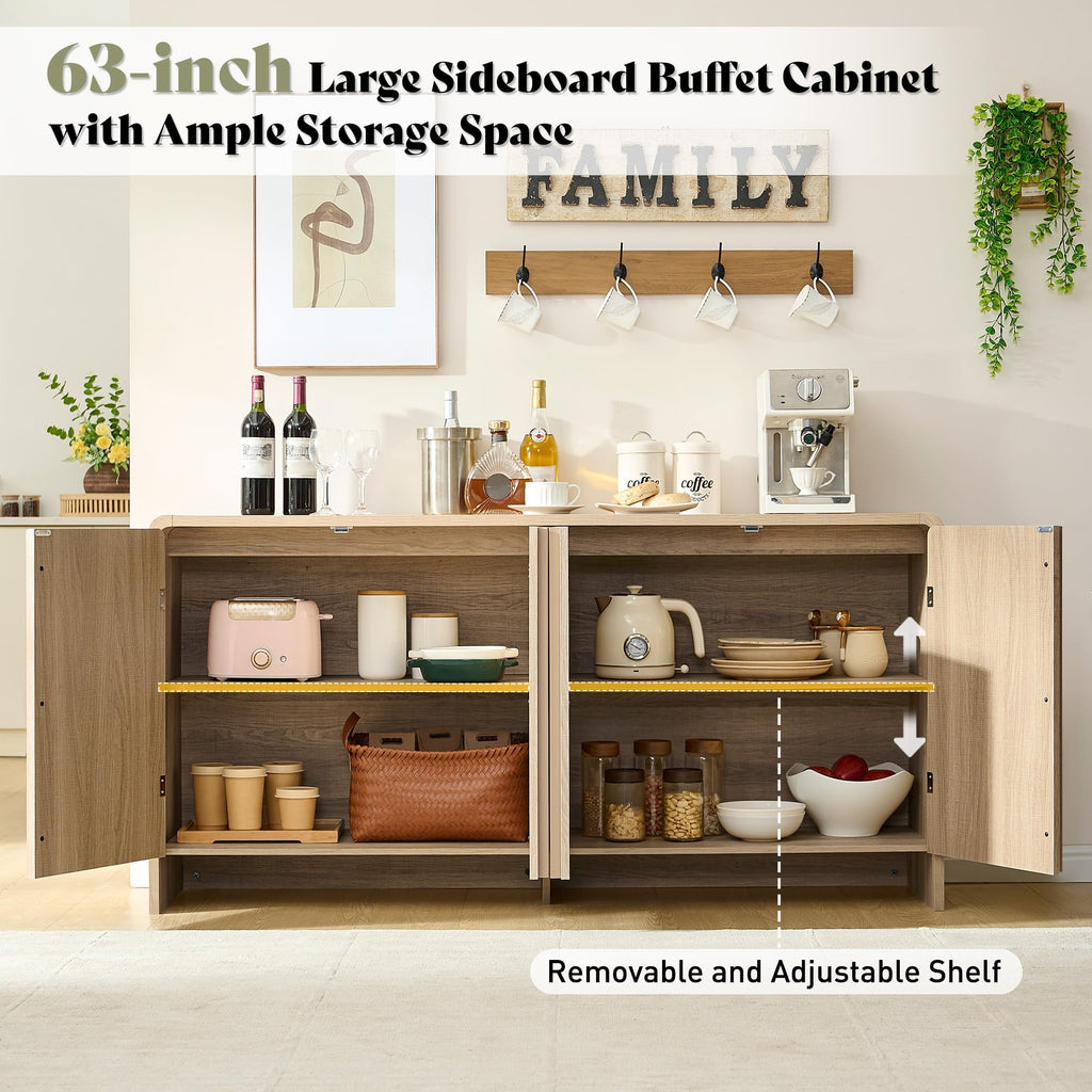 63" Modern Fluted TV Stand with Storage D204