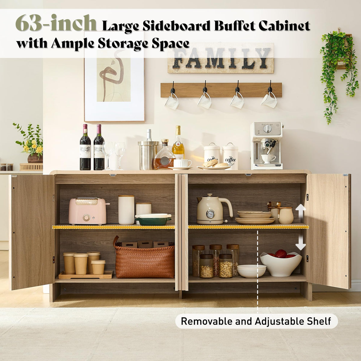 63" Modern Fluted TV Stand with Storage D204