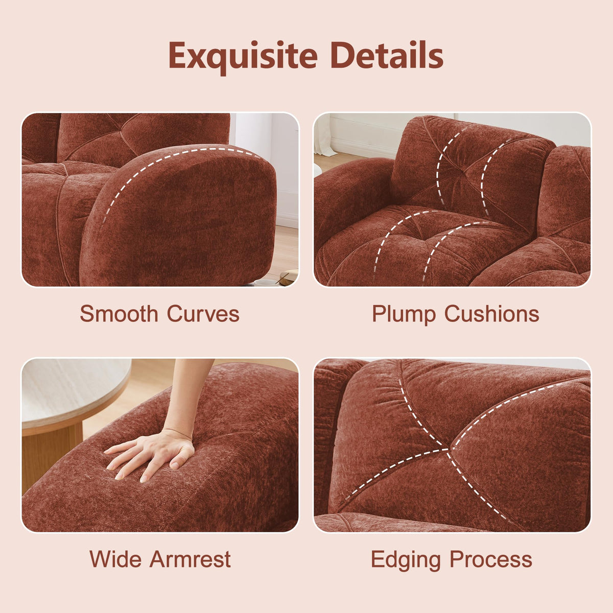 110" Orange Velvet Modular Sofa Q982809
