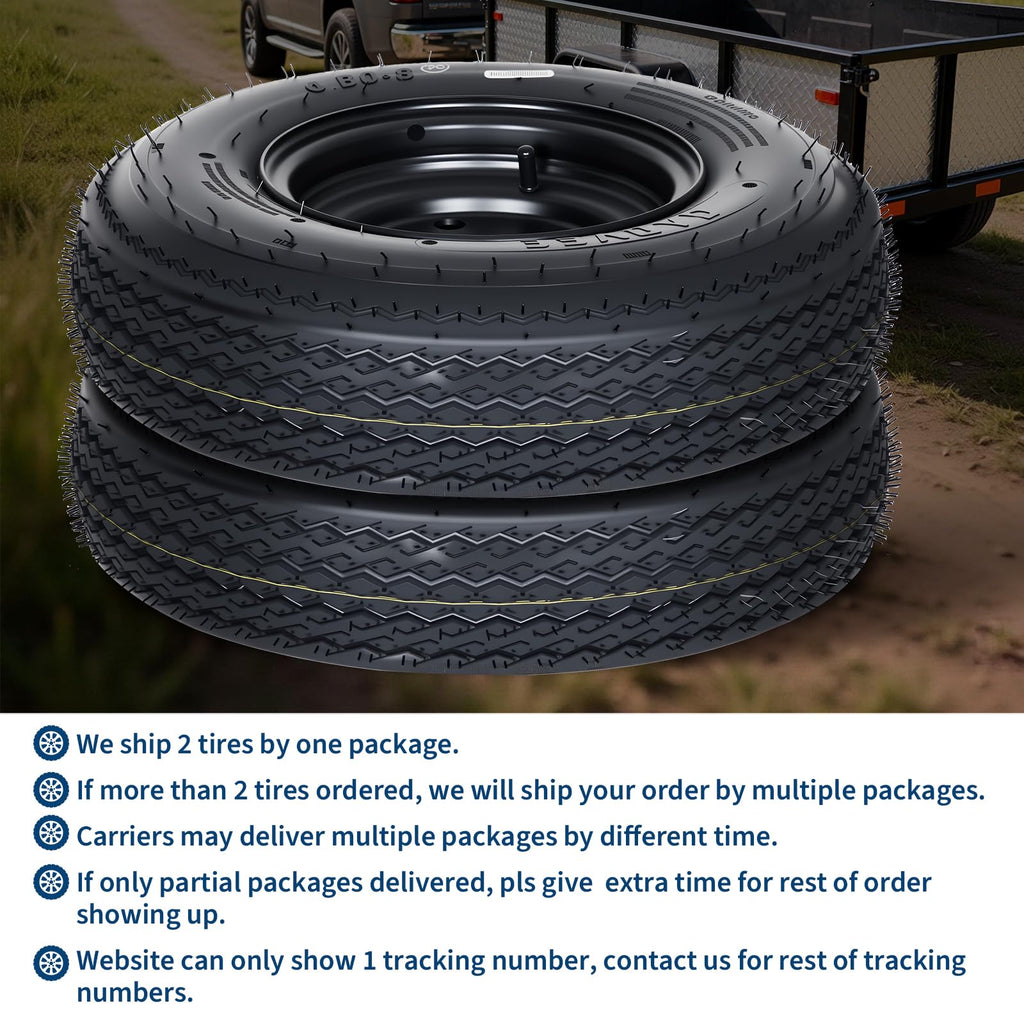 2-Pack Trailer Tire on Rim 4.80-8 4 Lug Black P206269