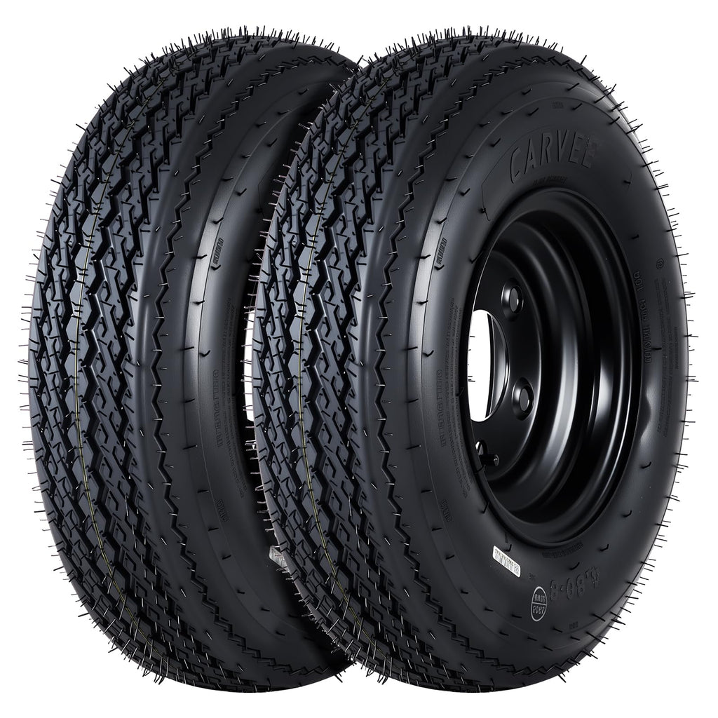 2-Pack Trailer Tire on Rim 4.80-8 4 Lug Black P206269