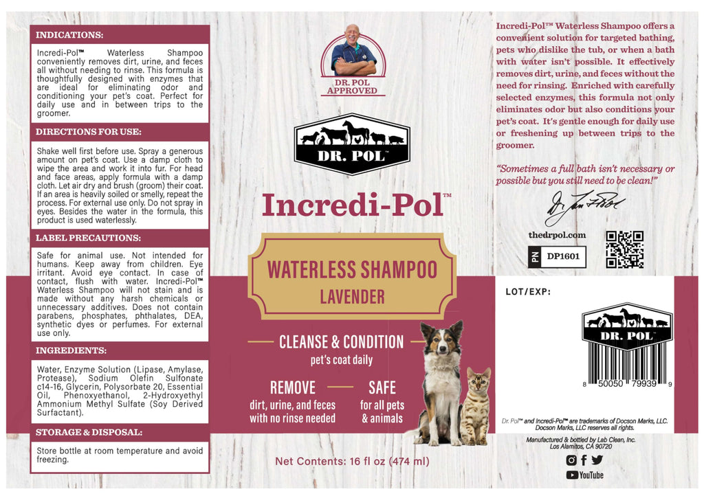 Lavender 16 oz Waterless Dog Shampoo K7092