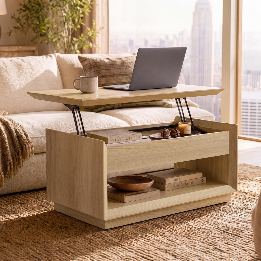 35" Lift Top Wood Coffee Table with Storage O453