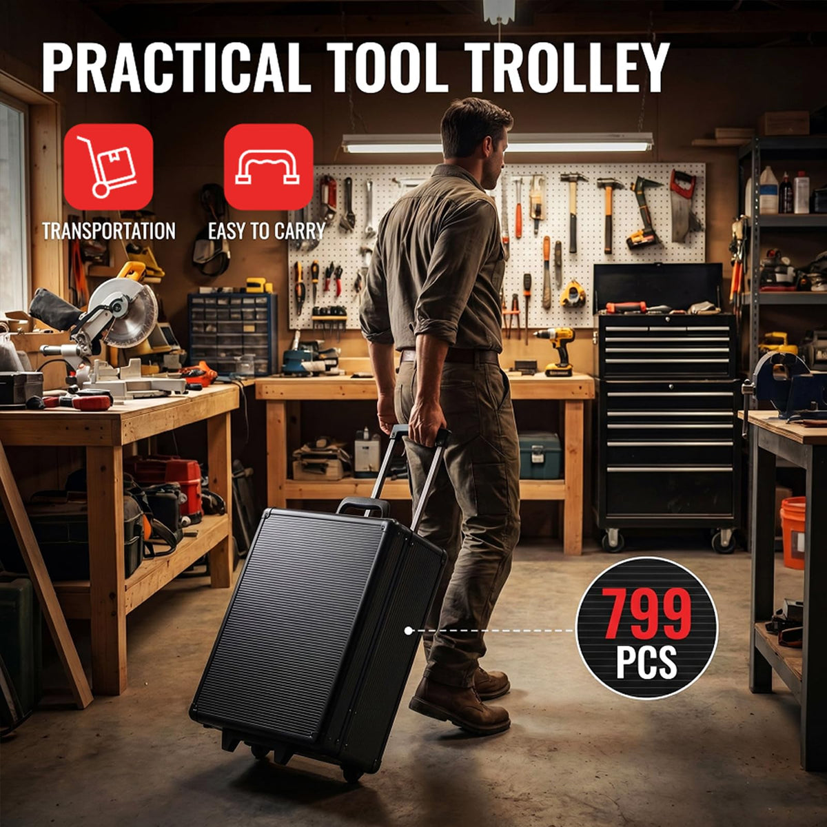 799-Piece Mechanic Tool Set with Rolling Tool Box M83686